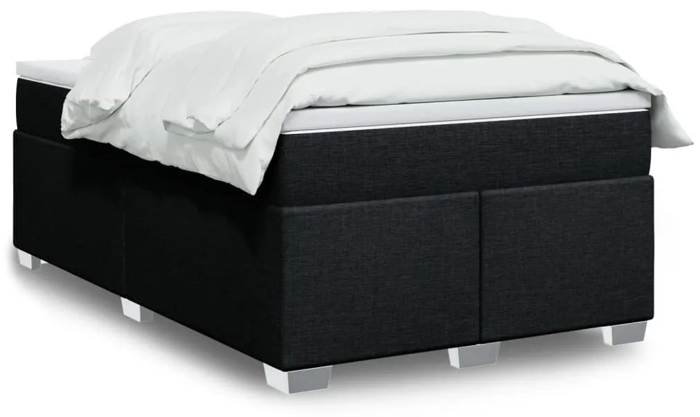 vidaXL Cama boxspring com colchão 120x190 cm tecido preto