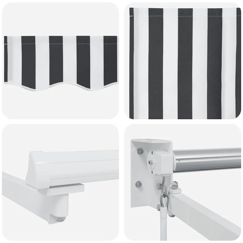 Toldo retrátil 4,5x3 m tecido e alumínio antracite e branco