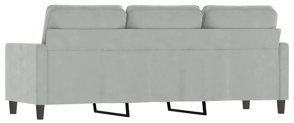 Sofá de 3 lugares 180 cm veludo cinzento-claro