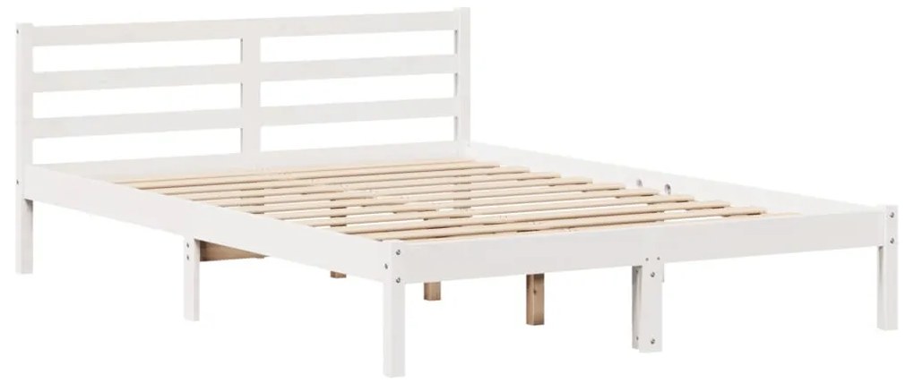 Cama sem colchão 140x190 cm madeira de pinho maciça branco