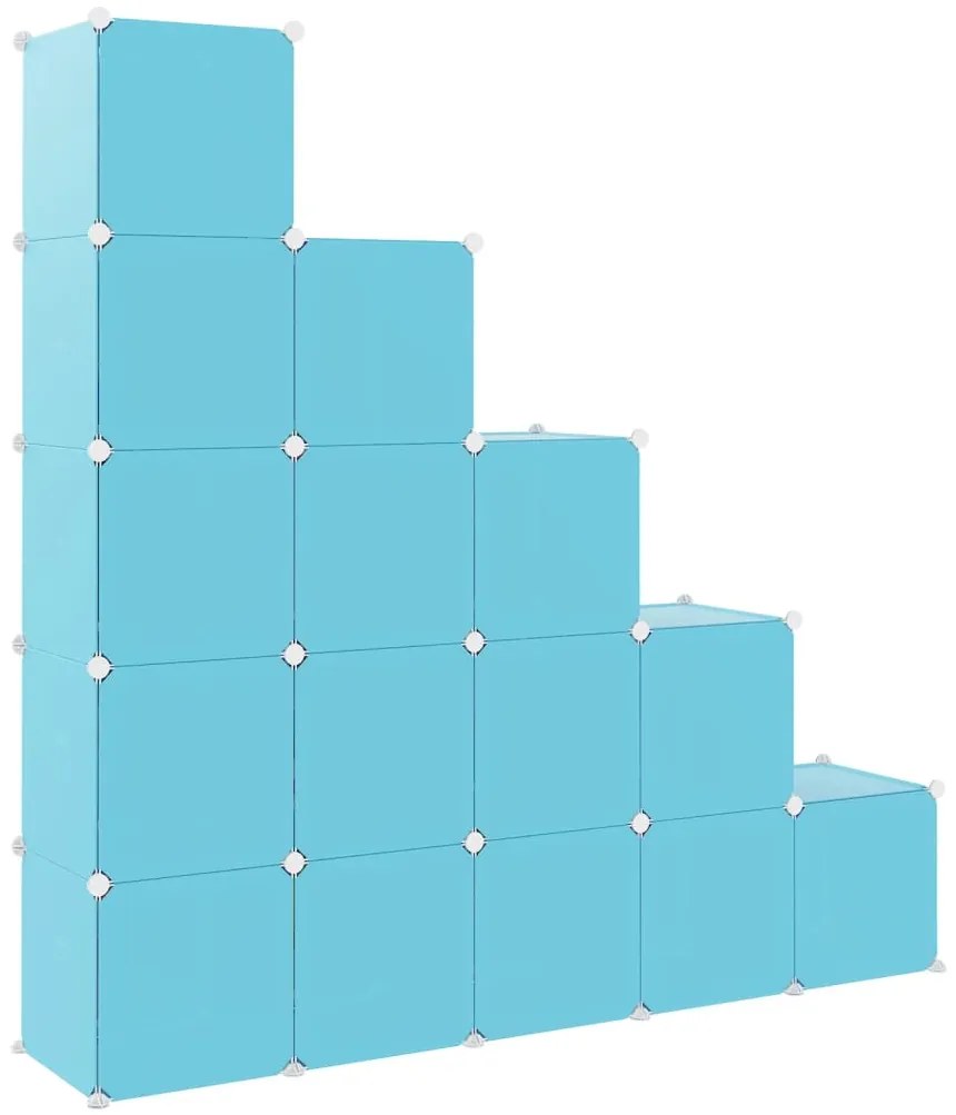 Armário de arrumação c/ cubos para crianças c/ 15 cubos PP azul