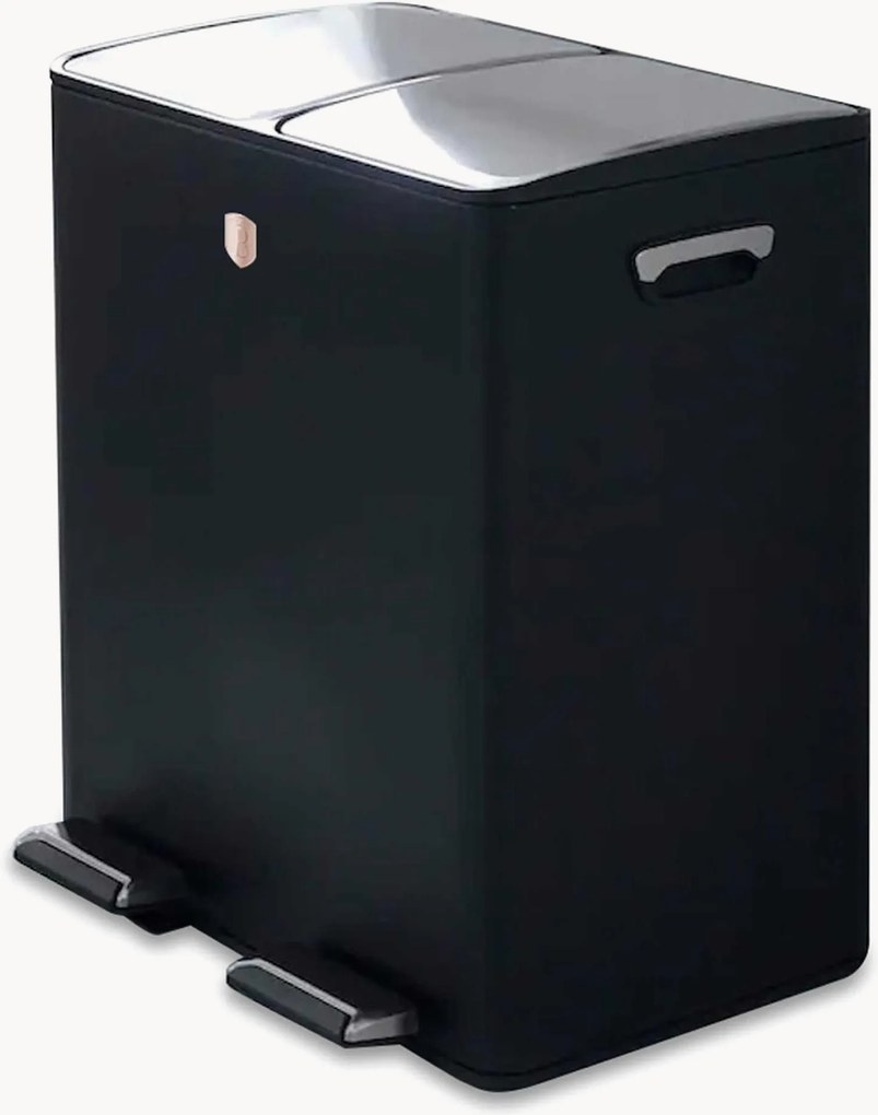 Caixotes do lixo com pedal Matte Black, conjunto de 2