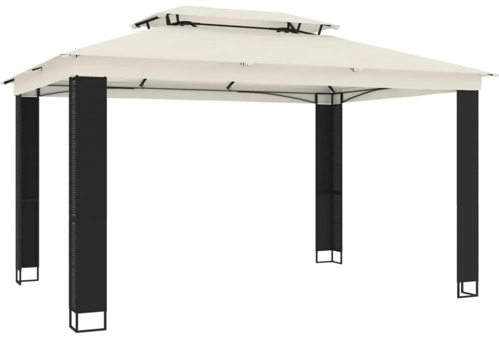 Gazebo com telhado duplo 3,94x2,96 m aço creme