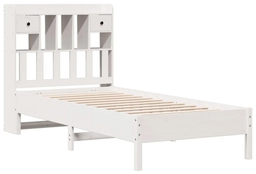 Cama com estante sem colchão 90x200 cm pinho maciço branco