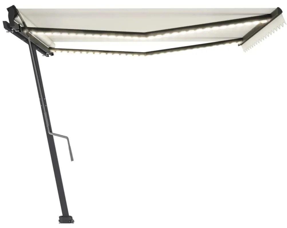 Toldo retrátil manual com LED 400x350 cm cor creme