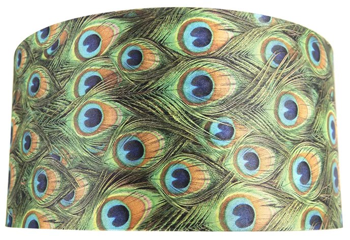 Abajur de veludo com design de pavão 50/50/25 com interior dourado