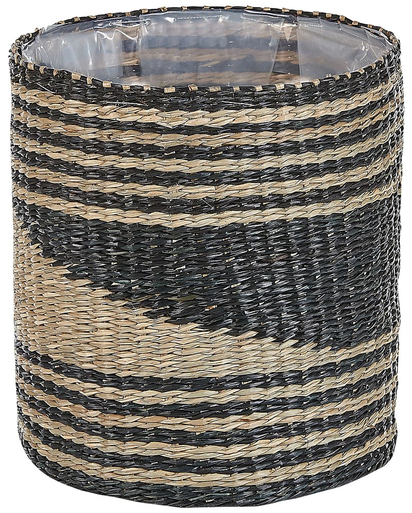Conjunto de 3 vasos em fibra de algas cor natural e preto RATTAIL Beliani