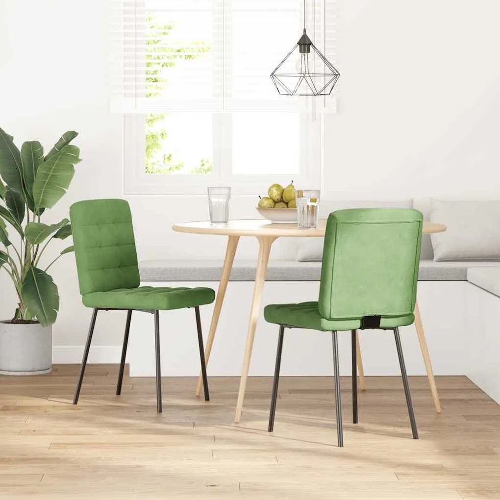 Cadeiras de jantar 2 pcs veludo verde-claro
