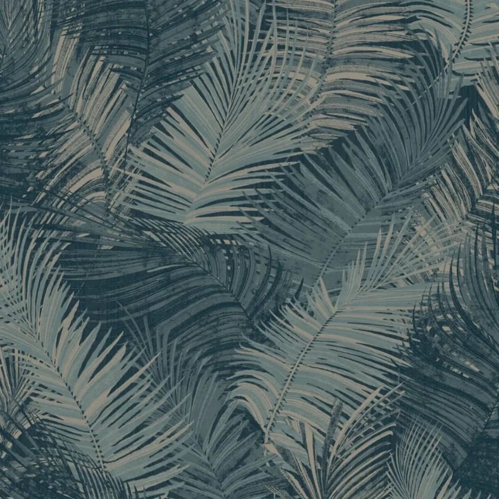 430634 DUTCH WALLCOVERINGS Papel de parede Palm azul petróleo
