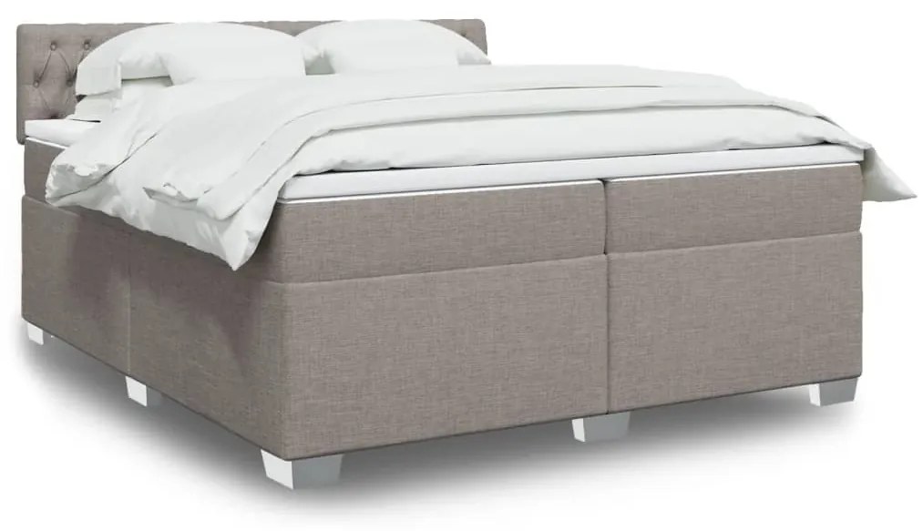 vidaXL Cama com molas/colchão 200x200 cm tecido castanho-acinzentado