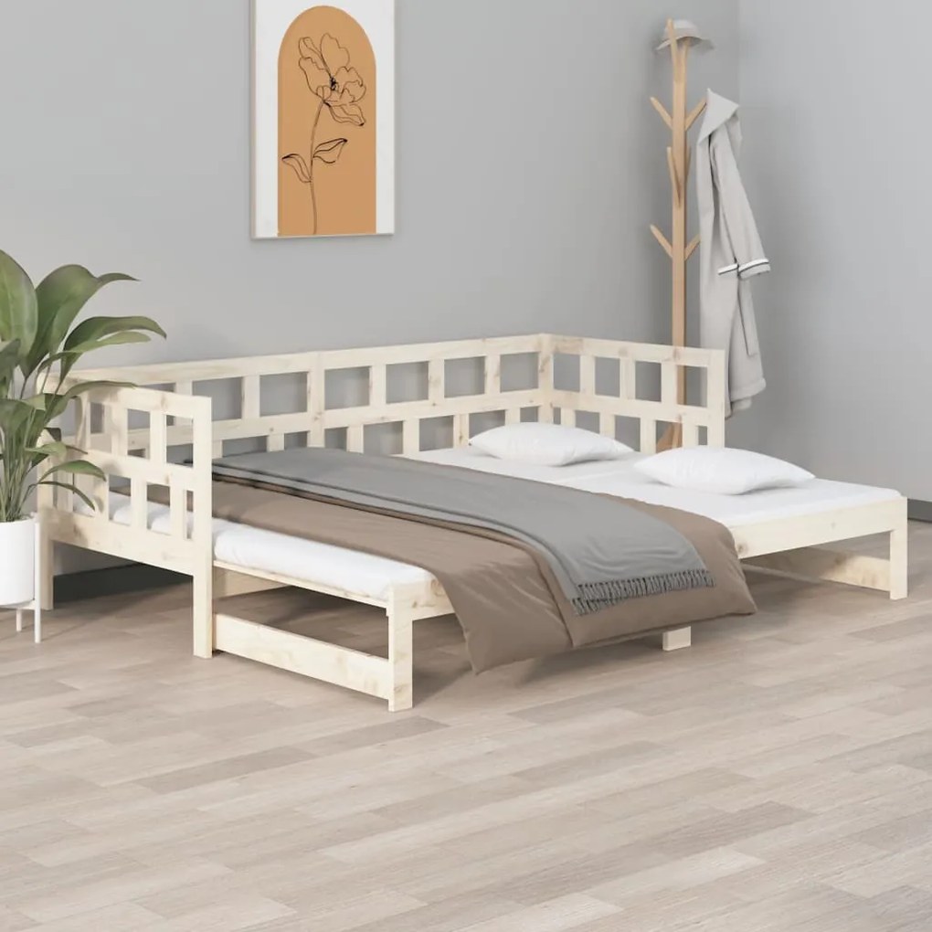 820232 vidaXL Sofá-cama de puxar pinho maciço 2x(90x190) cm