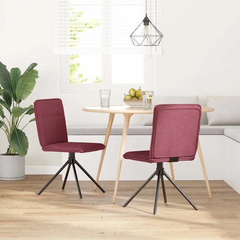 Cadeiras de jantar 2 pcs tecido vermelho tinto