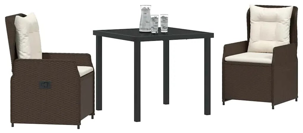 Conjunto de Jantar de Jardim 3 Peças Castanho em Poliratan