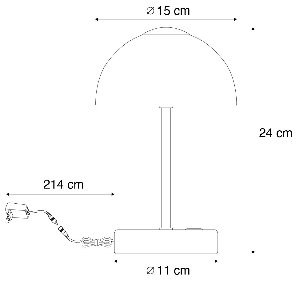 Candeeiro de Mesa Design Aço com Vidro Opal Incl. LED Regulável - Joya Design