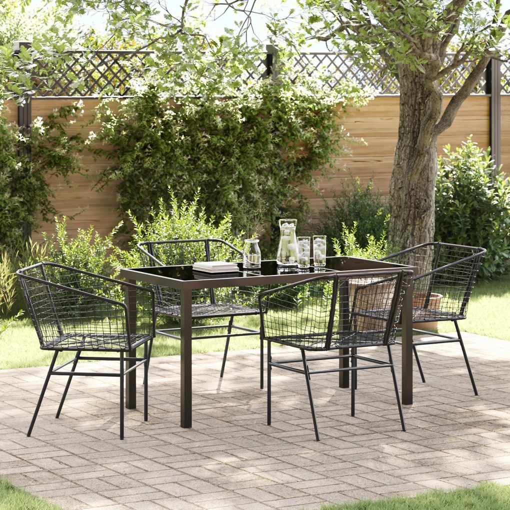 vidaXL Conjunto de Jantar de Jardim de 5 Peças Preto em Rattan Poly