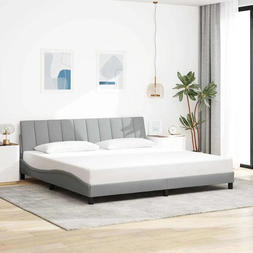 vidaXL Estrutura de cama sem colchão Hanko 200x200 cm tecido cinzento-claro
