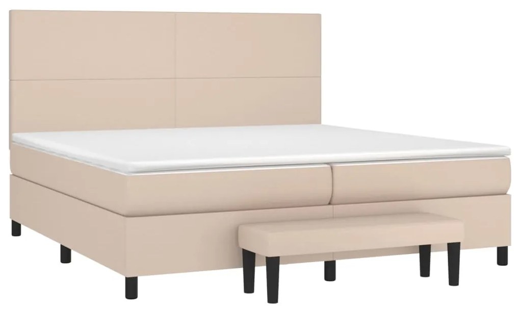 Cama com molas/colchão 200x200 cm couro artificial cappuccino