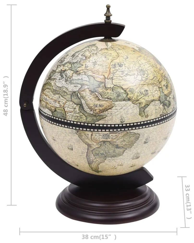 Garrafeira de mesa em forma de globo madeira de eucalipto verde