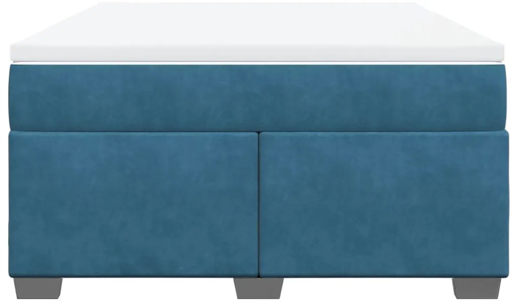 Cama com molas/colchão 140x190 cm veludo azul-escuro