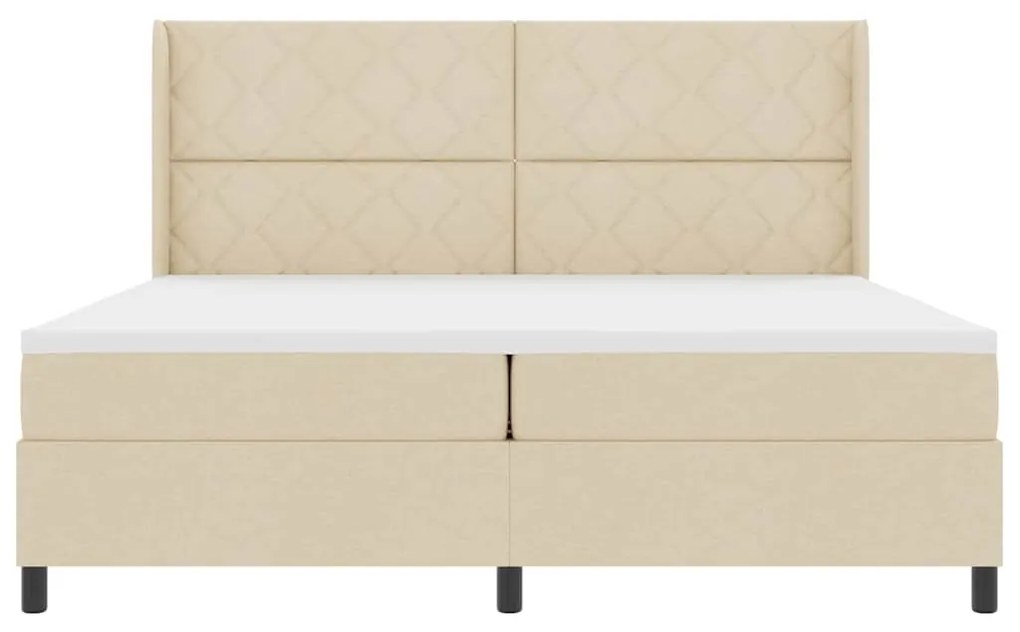 Cama box com colchão e LED Creme 200x200 cm Tecido