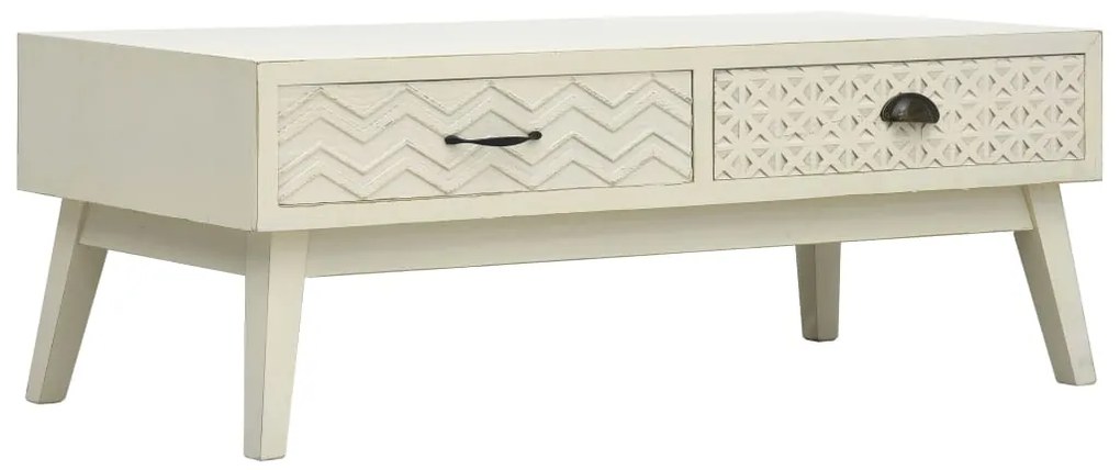 Mesa de centro 2 gavetas esculpidas 110x50x40 madeira cinzento