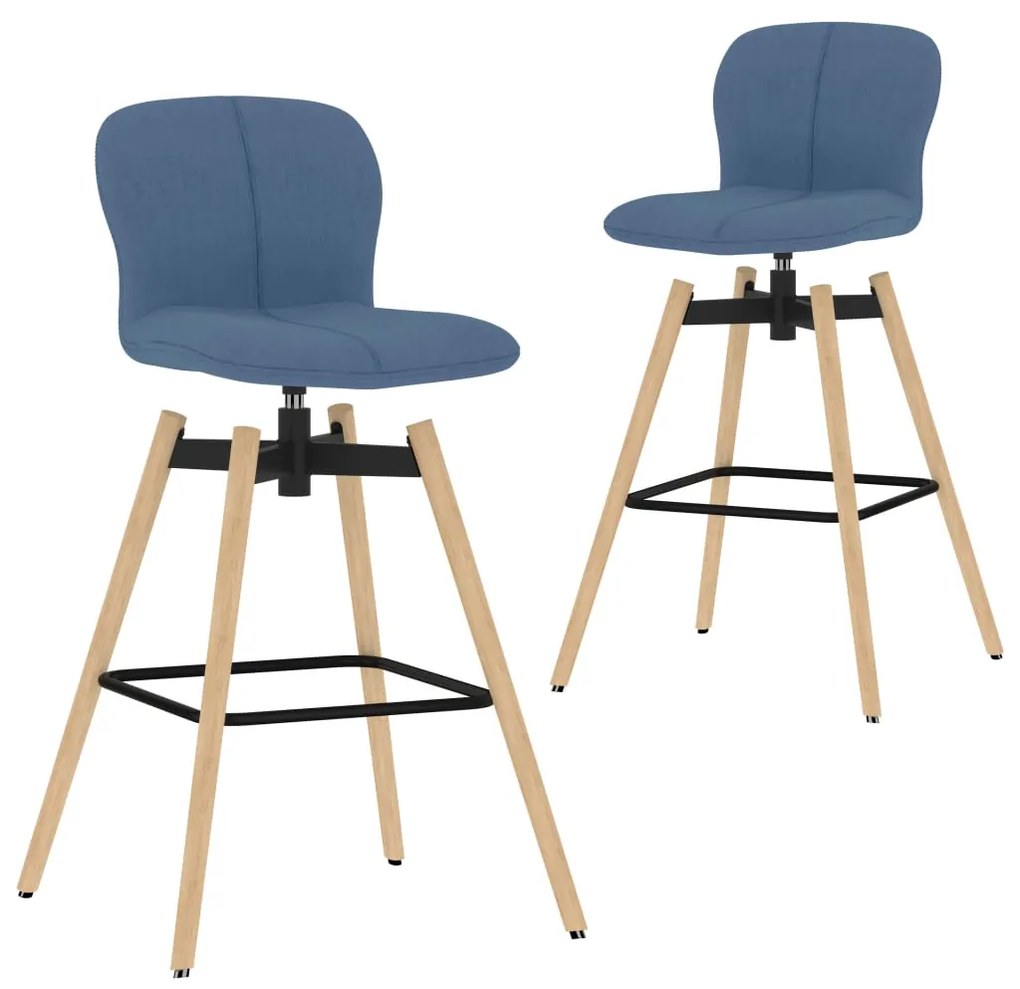 vidaXL Cadeiras de bar giratórias 2 pcs tecido azul