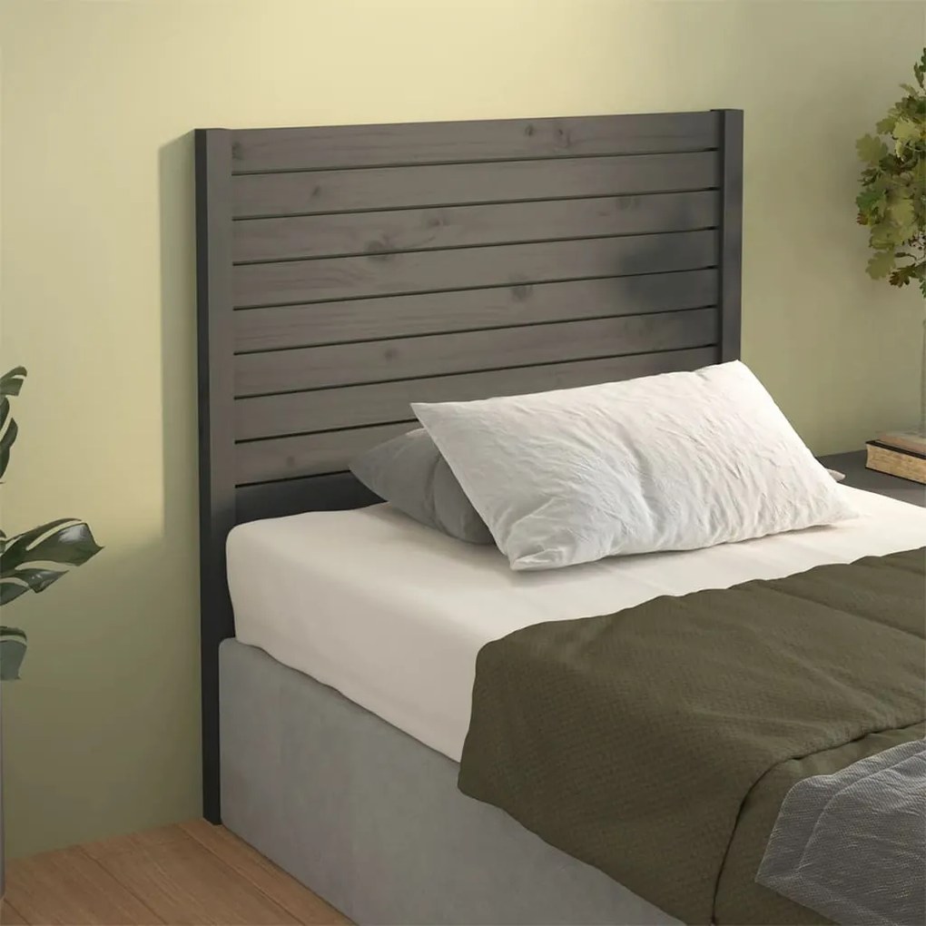 818997 vidaXL Cabeceira de cama 81x4x100 cm pinho maciço cinzento