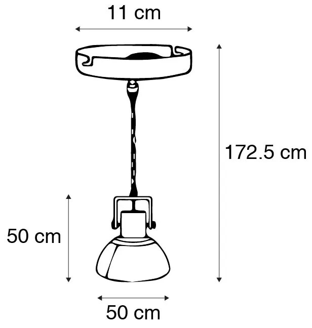 Candeeiro suspenso industrial cinza 50cm - SAMIA SABO Industrial