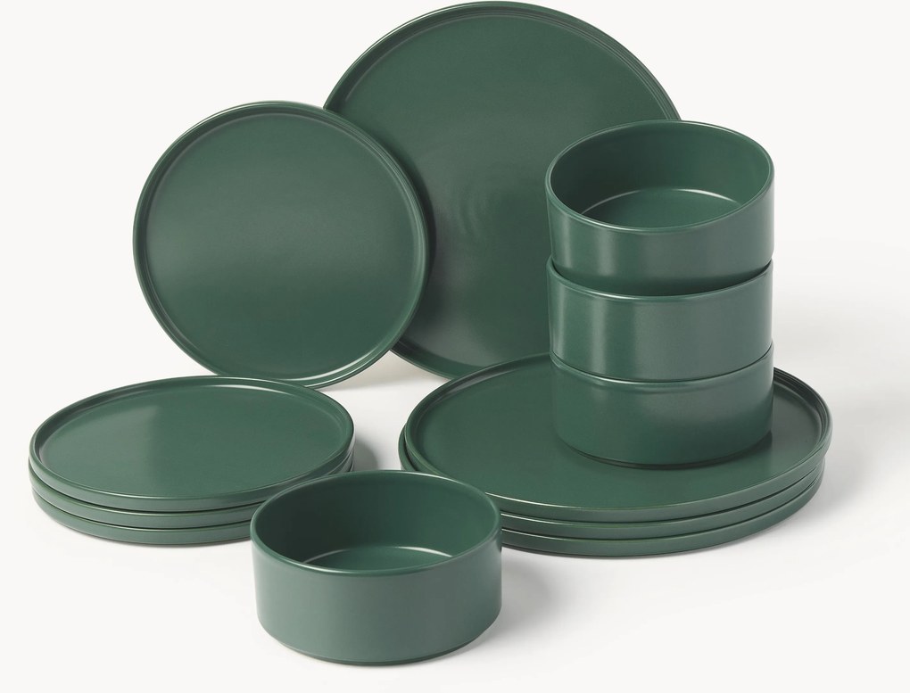 Conjunto de loiça artesanal Lowri, 4 pessoas, conjunto de 12