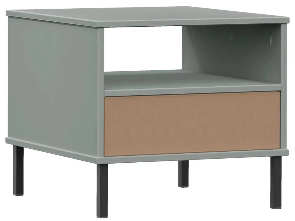 Mesa cabeceira c/ pernas de metal pinho maciço OSLO cinzento