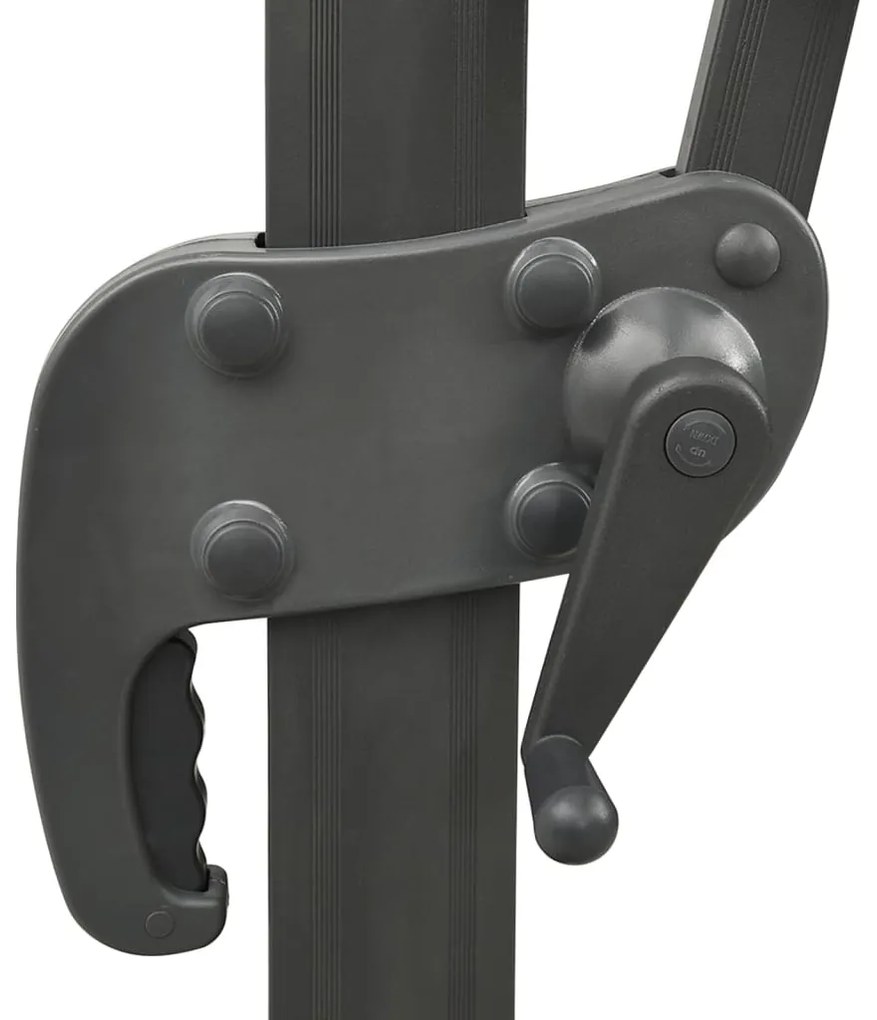 Guarda-sol jardim cantilever c/ poste e luzes LED 300 cm areia
