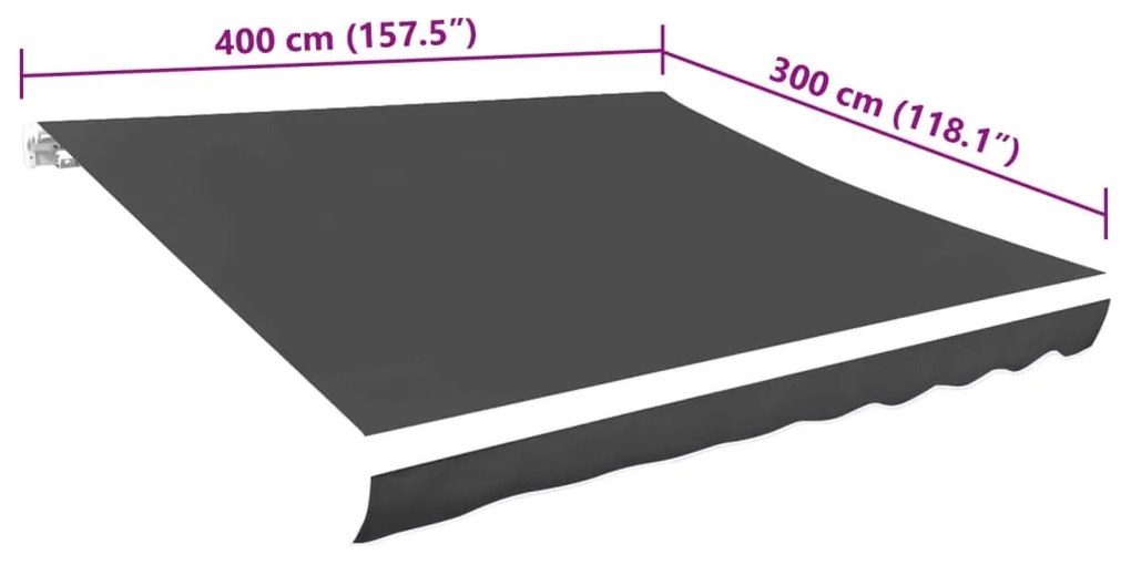 Lona para toldo antracite 400x300 cm