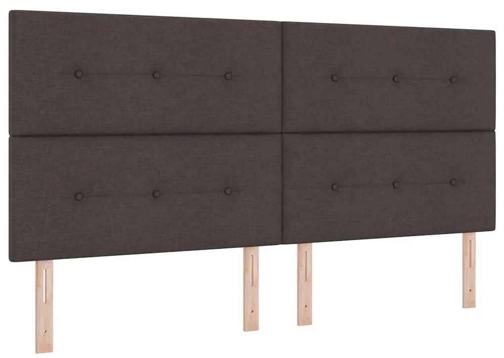 Cama Box Spring com Colchão Marrom Escuro 200x200 cm Tecido