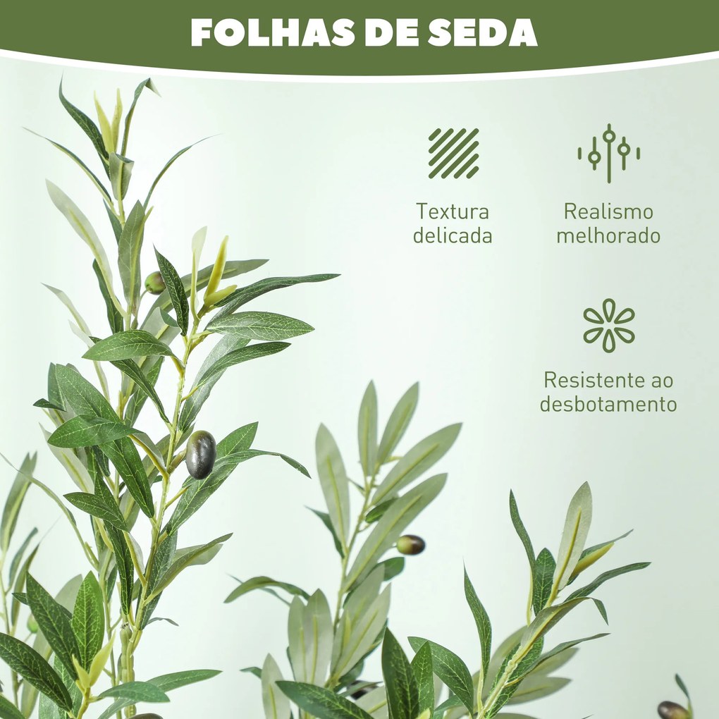 Oliveira Artificial Planta Artificial Decorativa de Interior com 40 Azeitonas Decoração  Ø15x180 cm Verde