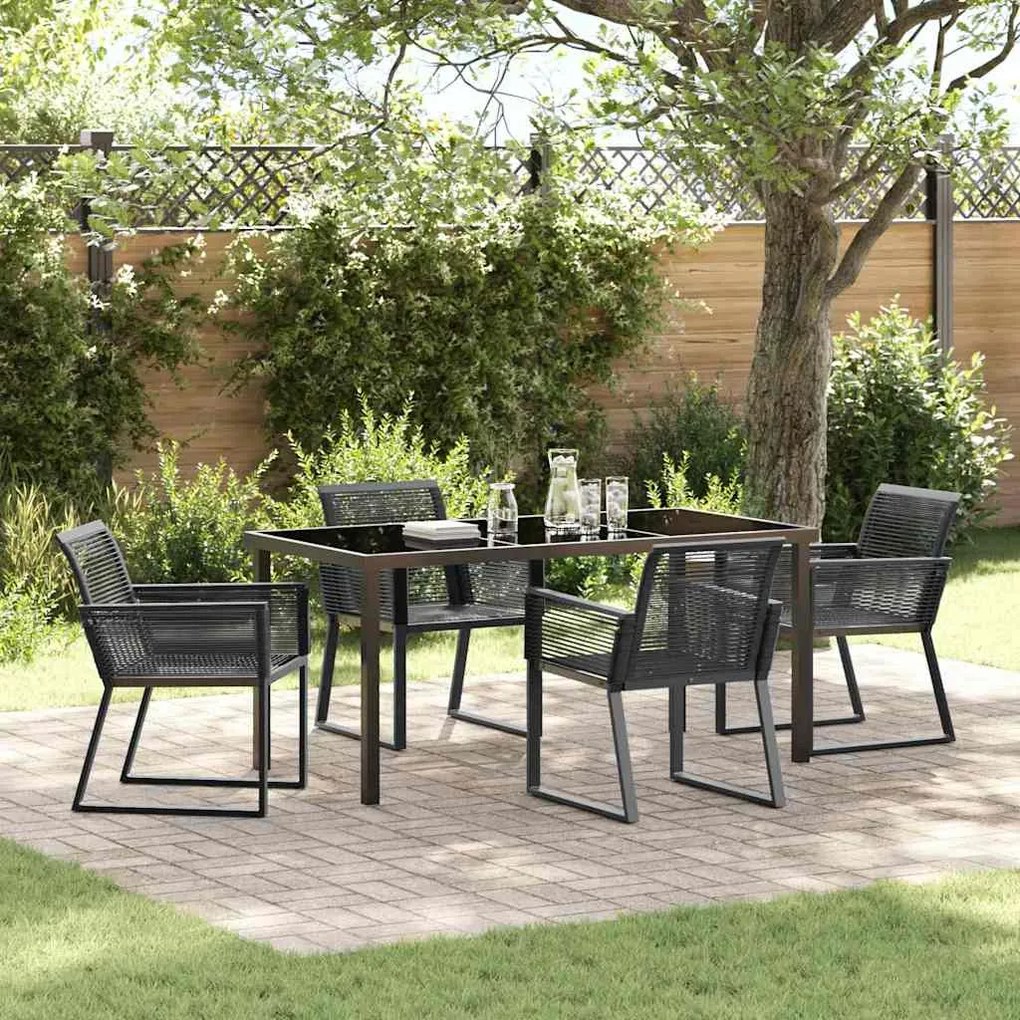 vidaXL Conjunto de Jantar de Jardim 5 Peças Preto em Rattan de Polietileno
