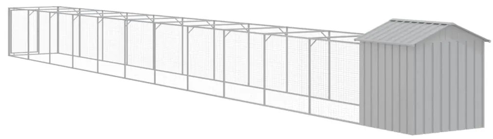 Casota para cães com telhado aço galvanizado cinzento-claro