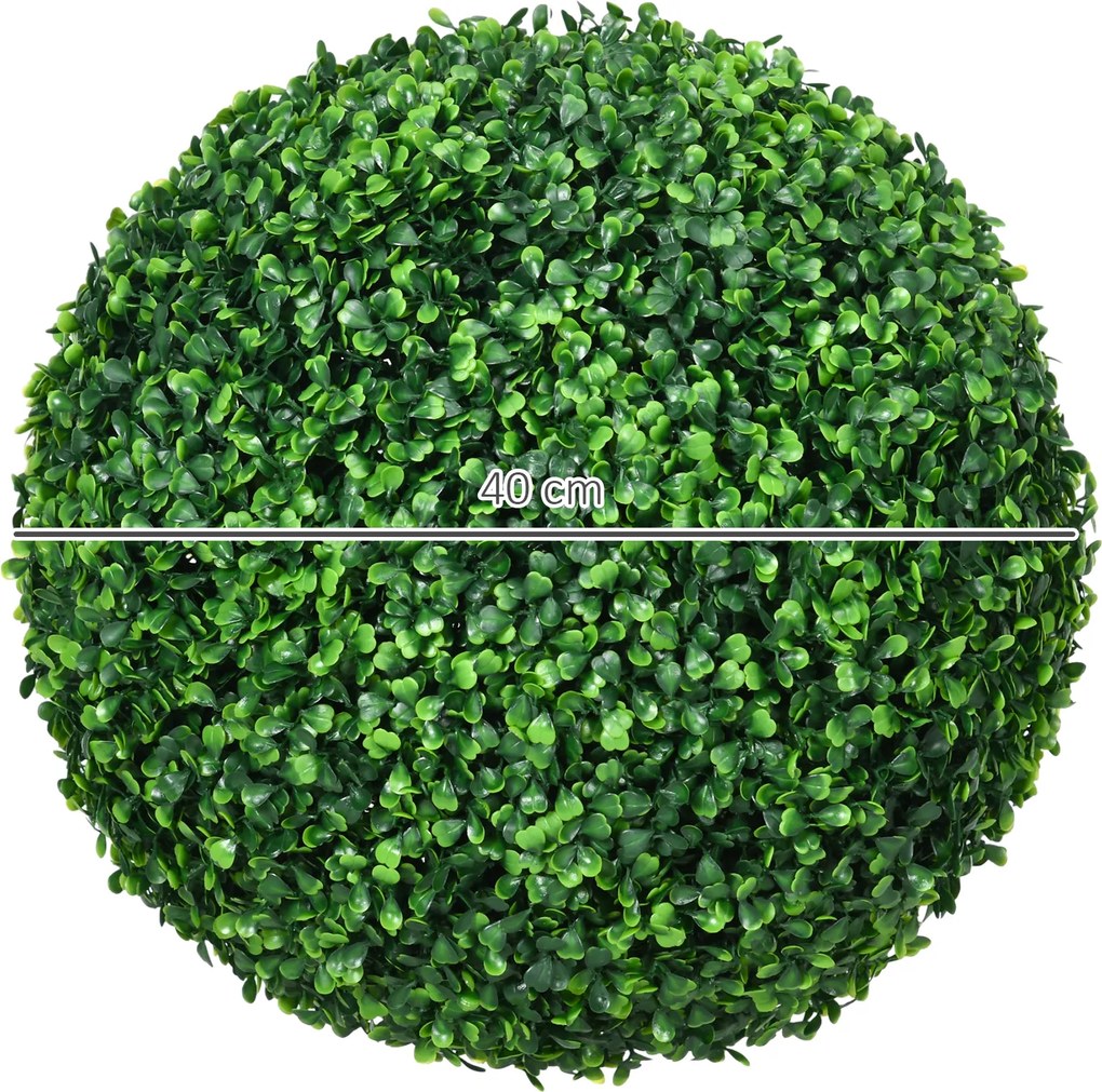 Conjunto de 2 bolas de buxo artificiais de 40 cm, para decoração de interiores ou exteriores, na cor verde