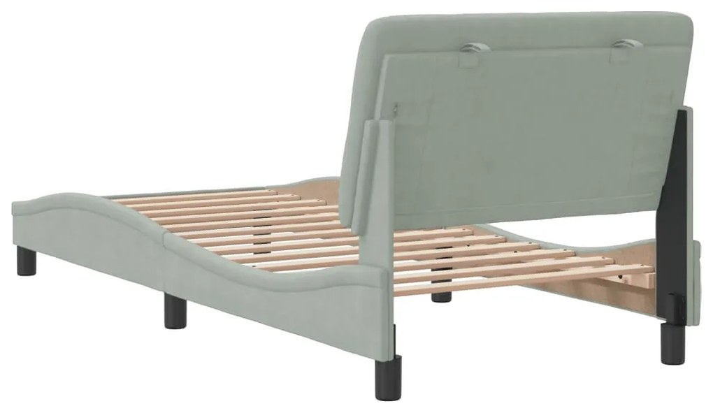 Estrutura de cama sem colchão 90x200 cm veludo cinzento-claro