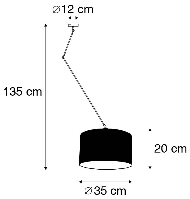 Candeeiro de suspensão preto com abajur 35 cm azul ajustável - Blitz I. Moderno