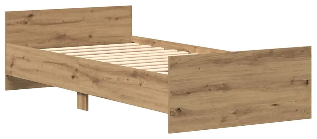 Estrutura de cama sem colchão 75x190 cm carvalho artesanal
