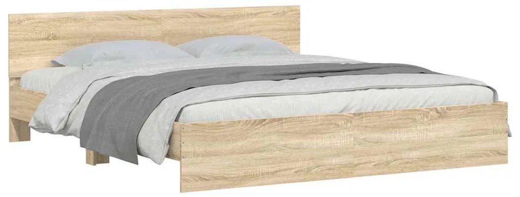 Estrutura de cama com cabeceira 160x200 cm carvalho sonoma