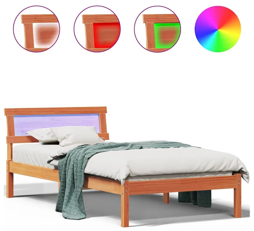 Estrutura da Cama Castanho-mel 90 x 190 cm Madeira de Pinheiro