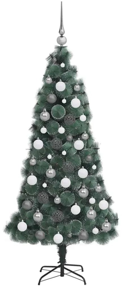 Conjunto de Árvore de Natal Artificial LED &amp; Bolas Verde 180 cm PET