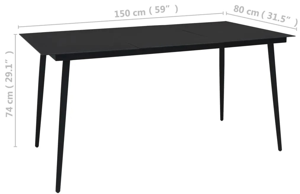 5 pcs conjunto de jantar p/ jardim corda de algodão e aço preto