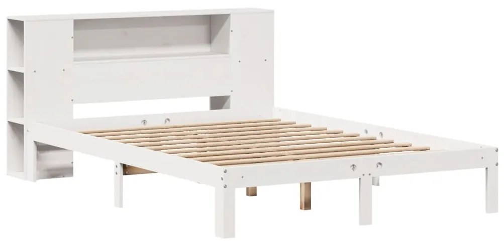 Cama com estante sem colchão 140x200 cm pinho maciço branco