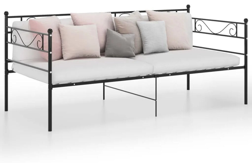vidaXL Sofá-cama 90x200 cm metal preto