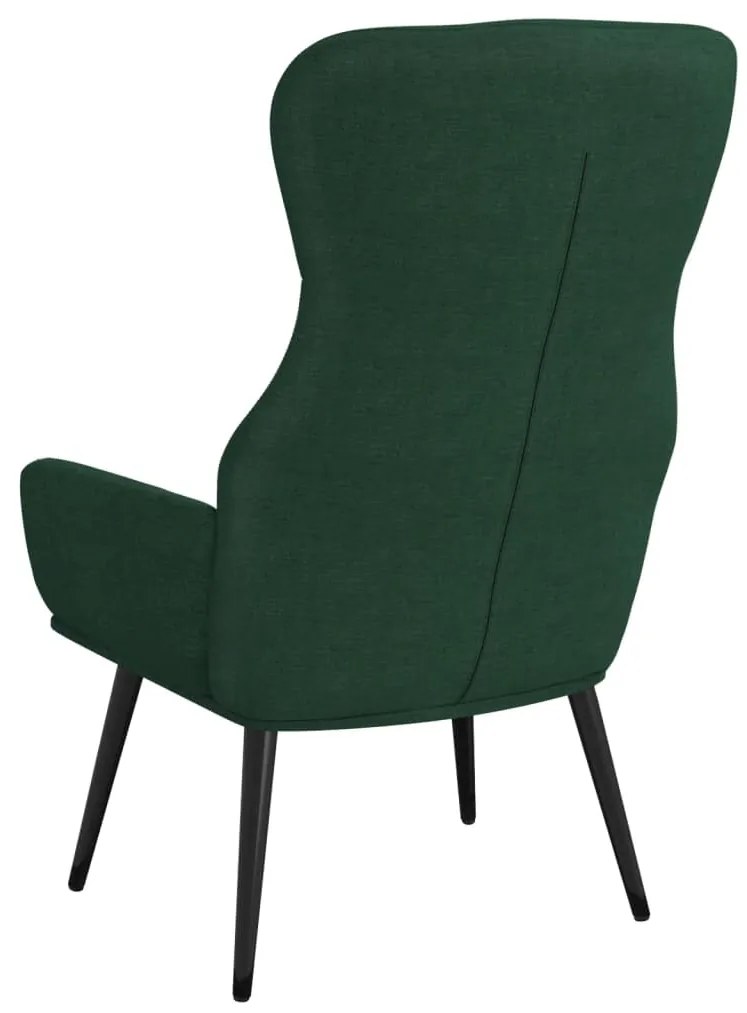 Cadeira de descanso com banco tecido verde-escuro