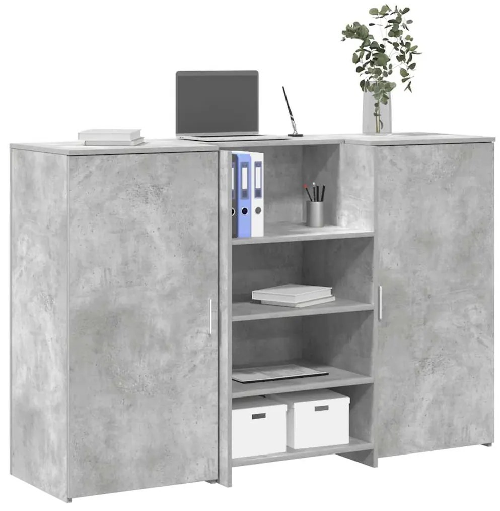 vidaXL Balcão de recepção 155x50x103,5 cm madeira cinza cimento