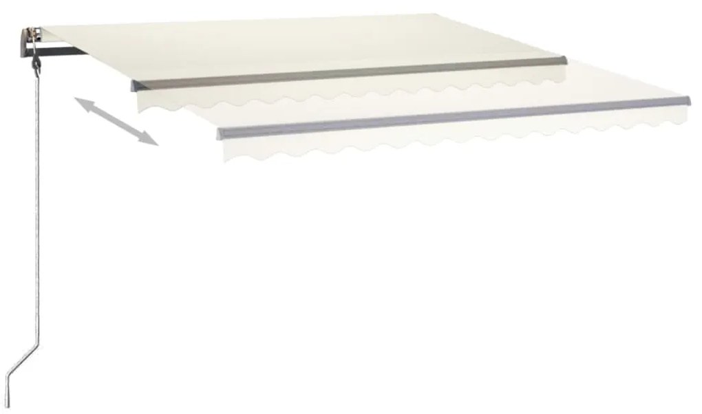 Toldo retrátil manual com luzes LED 4x3,5 m cor creme