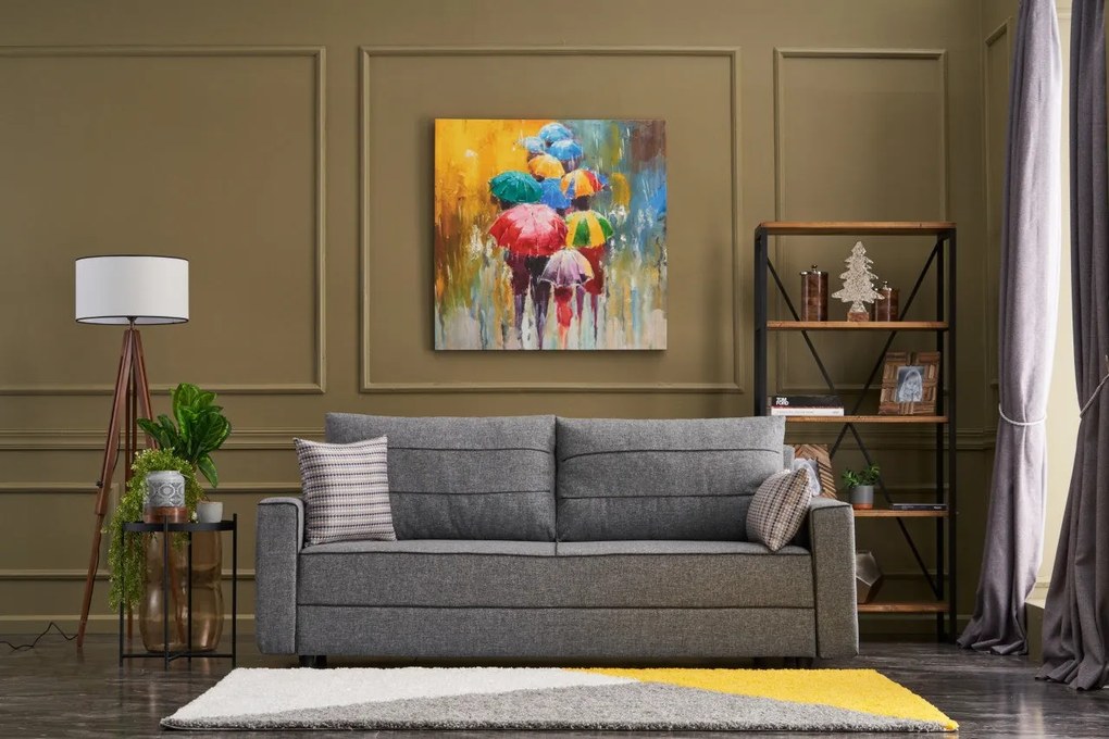 Sofá-Cama de 3 Lugares Ece – Cinzento – 215 cm x 88 cm x 90 cm
